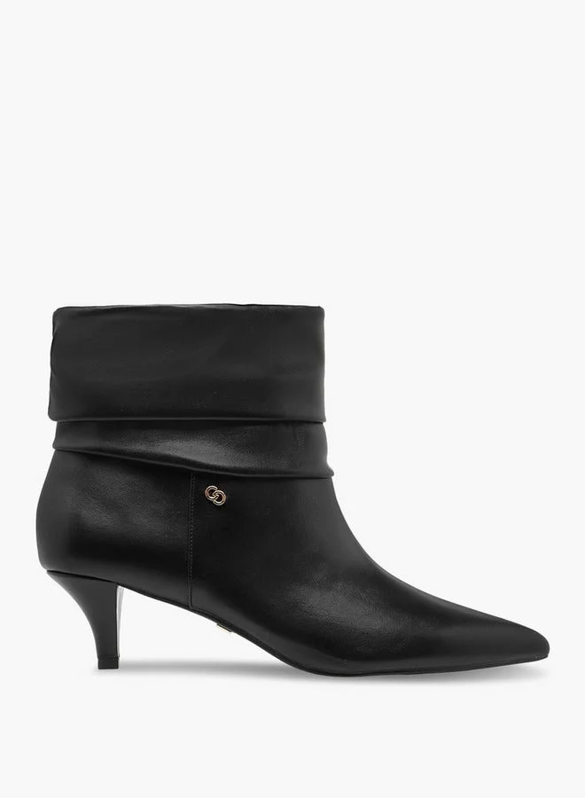 Celeste Women's Ruched Detail Ankle Boots with Kitten Heels