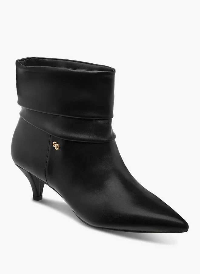 Celeste Women's Ruched Detail Ankle Boots with Kitten Heels