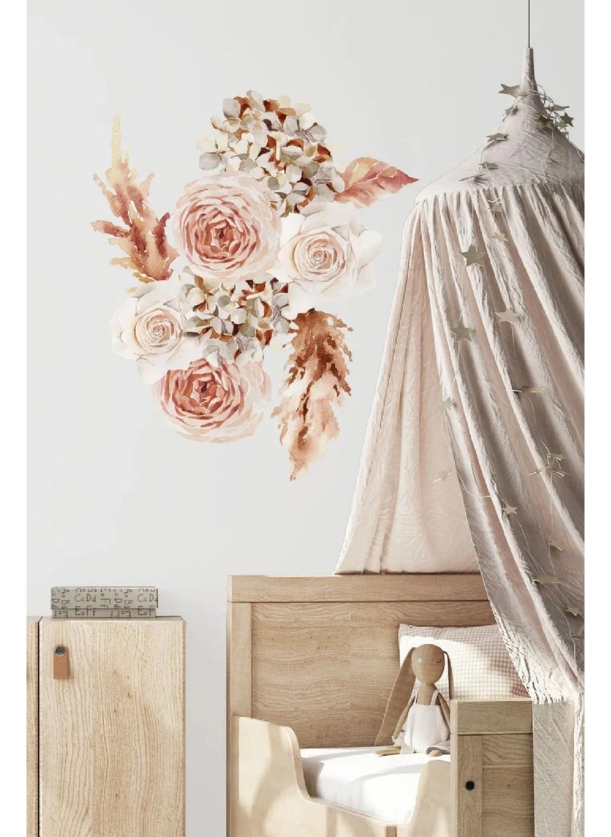 Kt Grup Kt Group Pastel Color Boho Flowers Modern Wall Sticker Set 