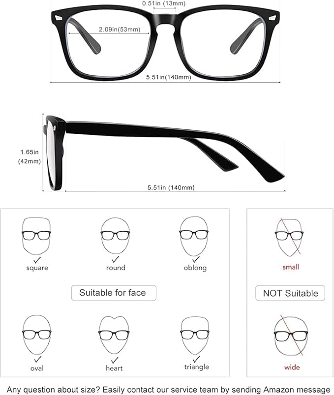 mashamart® Blue Light Blocking Glasses (Combo Of 2) Gaming Filter Square Eyeglasses for Eye Protection Men Women, Computer/Tablet/Laptop/Mobile/TV, Anti-blue & Anti eyestrain (Black Blue) - Image 5