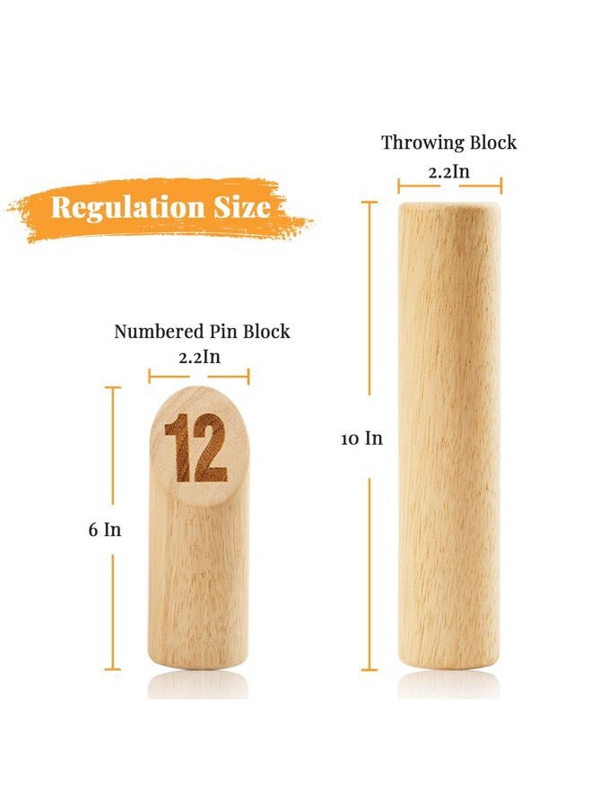 Aivalas Wooden Numbered Block Tossing Game Set, Throwing Bowling Game with 12 PCS Numbered Pins | Throwing Dowel | Scoreboard | Carrying Bag, Outdoor Lawn Game for All Age - Image 2