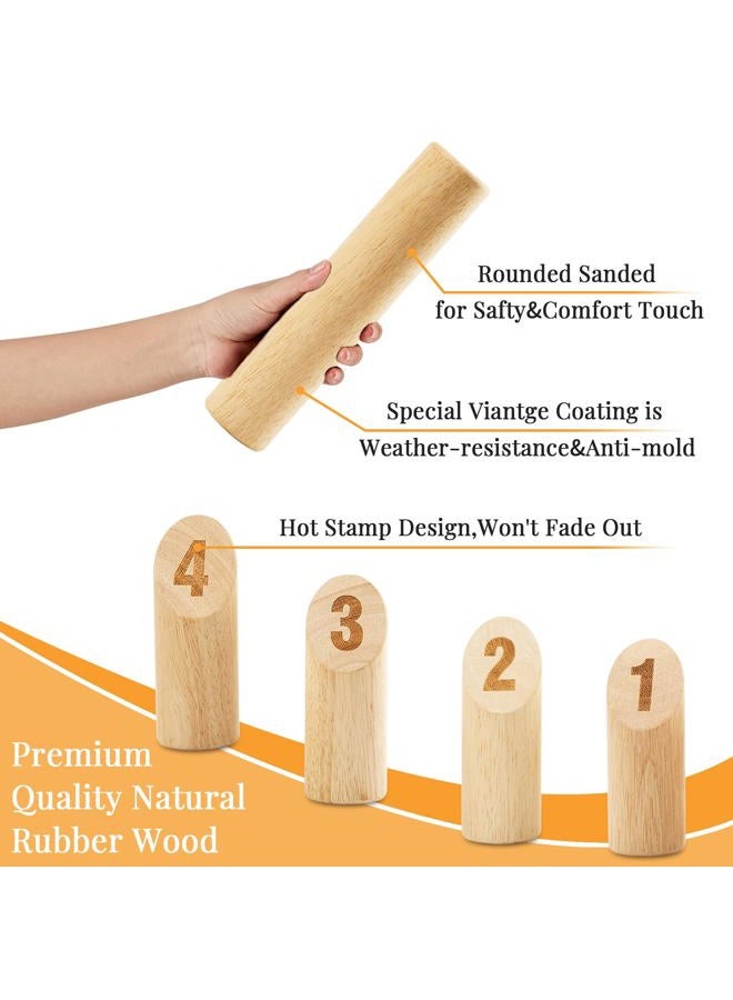 Aivalas Wooden Numbered Block Tossing Game Set, Throwing Bowling Game with 12 PCS Numbered Pins | Throwing Dowel | Scoreboard | Carrying Bag, Outdoor Lawn Game for All Age - Image 3