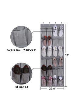 Womdee Breathable Mesh Large 24 Pocket Shoe Organizer Holds Up to 40 Pounds Sturdy Hooks Space Saving Over Door Storage Rack Hangs on Closets for Shoes Sneakers or Home Accessories  - Image 2