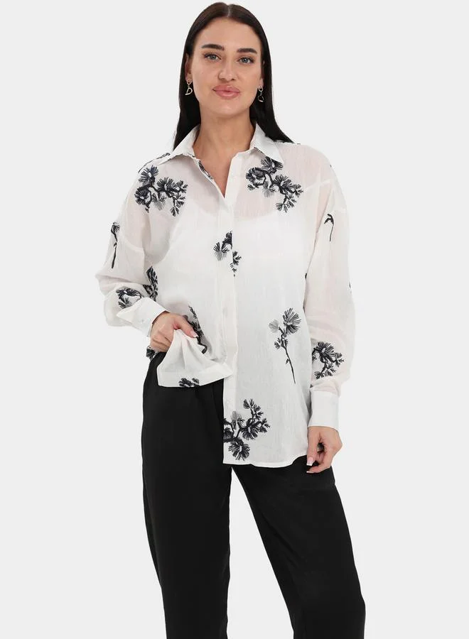 إلينا من دي ستايل طقم من بنطال وبلوزة مُطرّزة بزهور