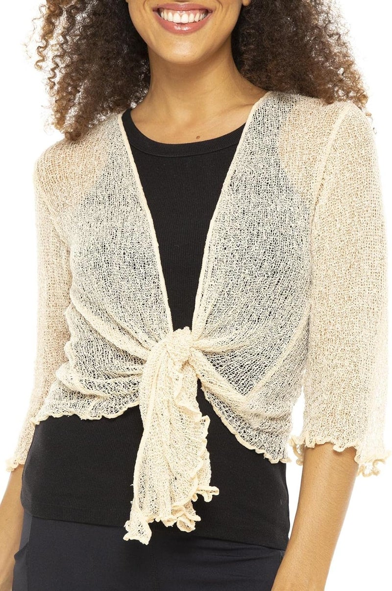 Back From Bali Womens Sheer Shrug Cardigan Lightweight Knit - Image 1