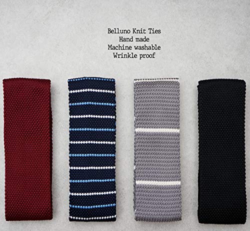 BELLUNO Skinny Knit NeckTies for Men, 4-PAK 2.2" Flat-end Smart Sock Ties - Image 2