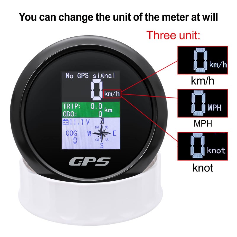 MAIMEIMI GPS Speedometer 3-3/8" 85mm Boat GPS Speedometer Odometer Waterproof White Antenna TFT Screen Digital MPH Knots Km/h for Boat Marine 9-33V Car - Image 3