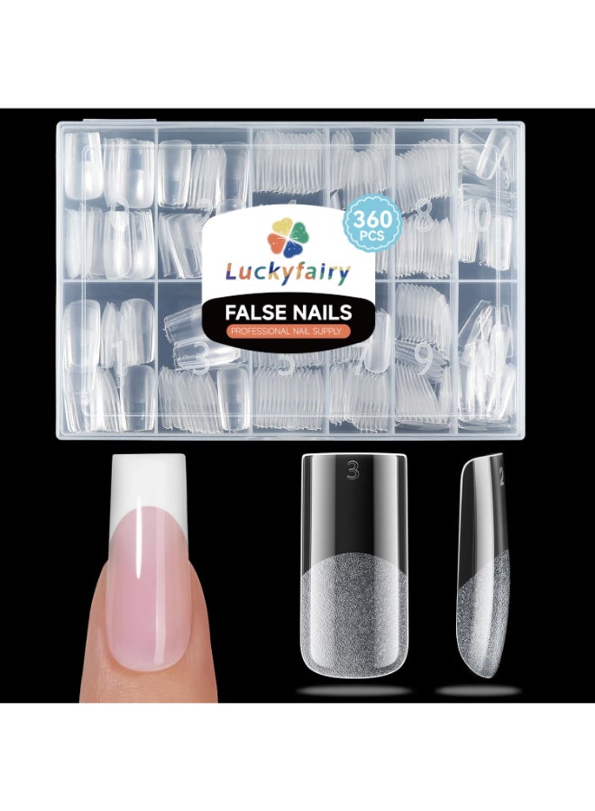 Luckyfairy Medium Square Nail Tips 360pcs Soft Gel PreShaped Acrylic Fake Nails Half Matte Full Cover Clear Gelly Press on Flase Nail Tips for Extension Nail Manicure Home DIY 12 Sizes Gelly Tips - Image 2