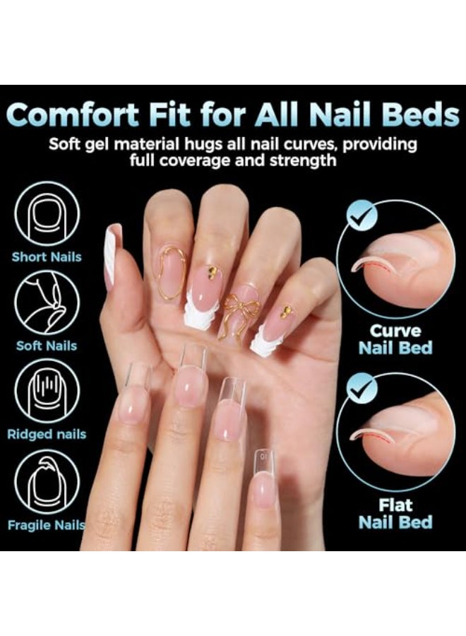 Luckyfairy Medium Square Nail Tips 360pcs Soft Gel PreShaped Acrylic Fake Nails Half Matte Full Cover Clear Gelly Press on Flase Nail Tips for Extension Nail Manicure Home DIY 12 Sizes Gelly Tips - Image 3