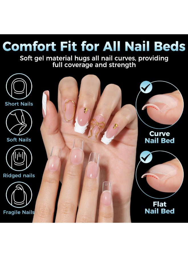 Luckyfairy Medium Square Nail Tips 360pcs Soft Gel PreShaped Acrylic Fake Nails Half Matte Full Cover Clear Gelly Press on Flase Nail Tips for Extension Nail Manicure Home DIY 12 Sizes Gelly Tips - Image 4