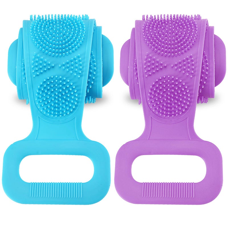 FEBSNOW FEBSNOW 2 Pcs Silicone Back Scrubber for ShowerSilicone Body ScrubberExfoliating Deep CleanSilicone Bath Body Brush for Men and WomenComfortable Massage and Skin Health 