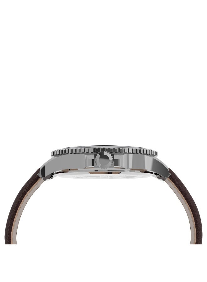 TIMEX TW2U13000 CITY HARBORSIDE  ELEGANT BLUE DIAL MEN'S TIMEPIECE WITH BROWN LEATHER BAND - Image 2