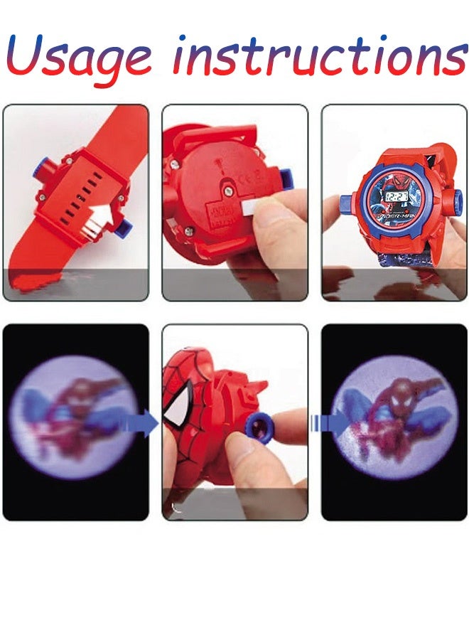 سبايدر مان 24 وضع عرض ساعة مارفل سبايدرمان للأطفال ساعة لعب LCD مضيئة تصميم أحمر وأزرق علبة متينة حزام سيليكون قابل للتعديل للأولاد والبنات ملابس غير رسمية هدايا الحفلات هدايا الأعياد اللعب اليومي استخدام المدرسة - Image 3