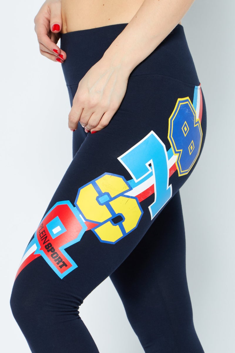 PHILIPP PLEIN Plein Sport Women Sportswear Fit Training Leggings, Navy - Image 3