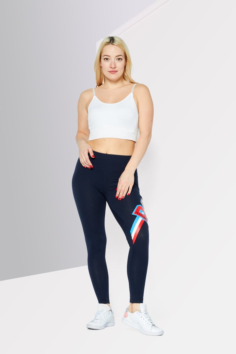 PHILIPP PLEIN Plein Sport Women Sportswear Fit Training Leggings, Navy - Image 4