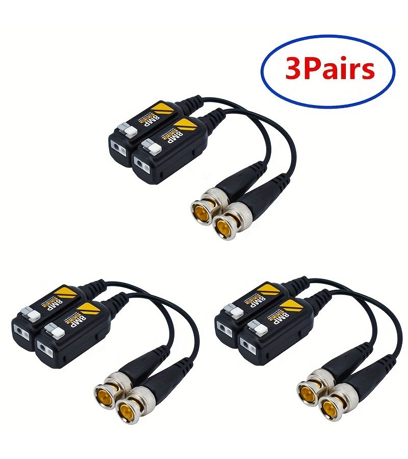 3 Pairs HD BNC Video Balun Transceiver for AHD CCTV Passive Twisted Pair - Image 1
