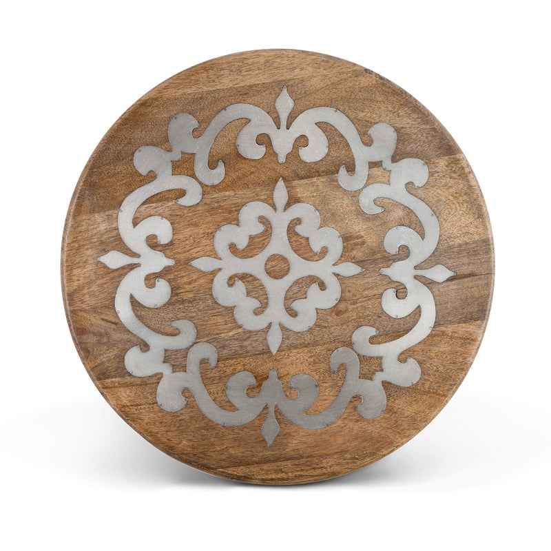 GG Collection 18-Inch Diameter Metal-Inlaid Wood Heritage Lazy Susan - Image 1