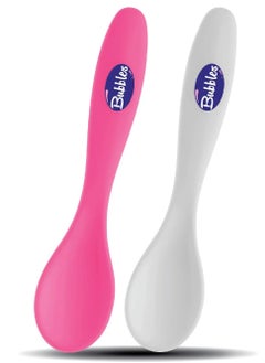 Bubbles Feeding Spoon for Baby Girl Pack of 2 White with Pink  - Image 2