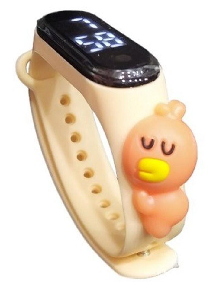 ساعة رقمية تاتش للأولاد والبنات والشباب بسوار مطاطي بتصميم ممتع وجذاب (داكي) روز جولد - Image 1