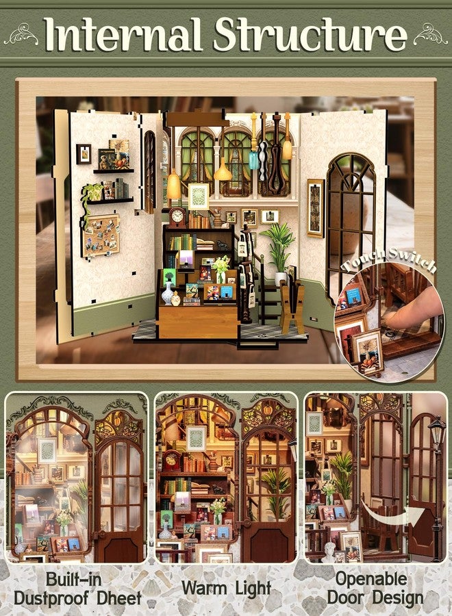 CuteBee مجموعة كيوت بي DIY لركن الكتب، مجموعات منازل مصغرة للبالغين والمراهقين، مجموعة ركن كتب مصغرة DIY مع ضوء LED حساس، هدايا للمحبين والعائلة (مكتبة المعرض) - Image 4