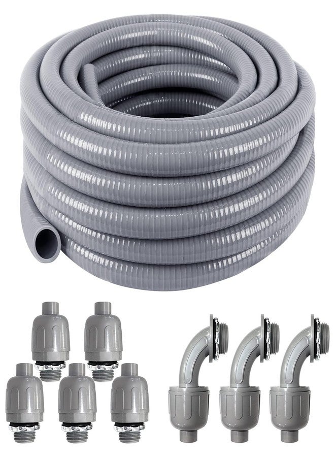 Ansgery Liquid-Tight Conduit and Connector Kit 1/2 Inch 25 Ft, Flexible Non Metallic Liquid Tight Electrical Conduit UL Certification, Electrical Conduit Kit with 5 Straight, 3 Angle Fittings - Image 1