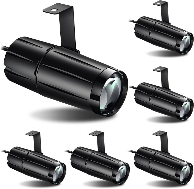 Hortsun 6 قطع ضوء كشاف كرة ديسكو LED ضوء نقطة مسرح ضوء ضيق الشعاع مصباح إسقاط LED لحفلة بار DJ حدث لون أبيض - Image 1