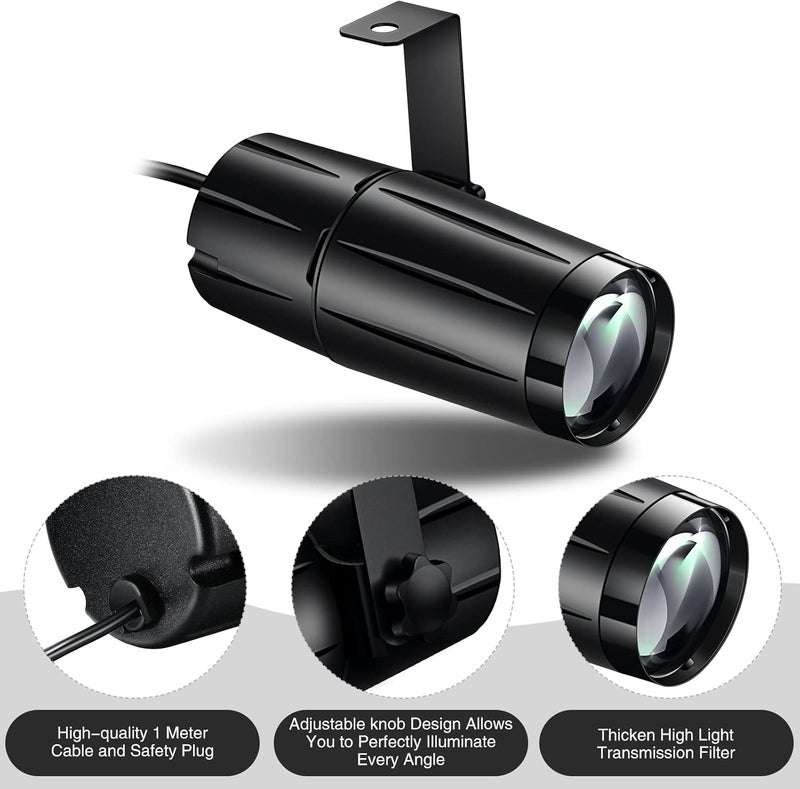 Hortsun 6 قطع ضوء كشاف كرة ديسكو LED ضوء نقطة مسرح ضوء ضيق الشعاع مصباح إسقاط LED لحفلة بار DJ حدث لون أبيض - Image 4