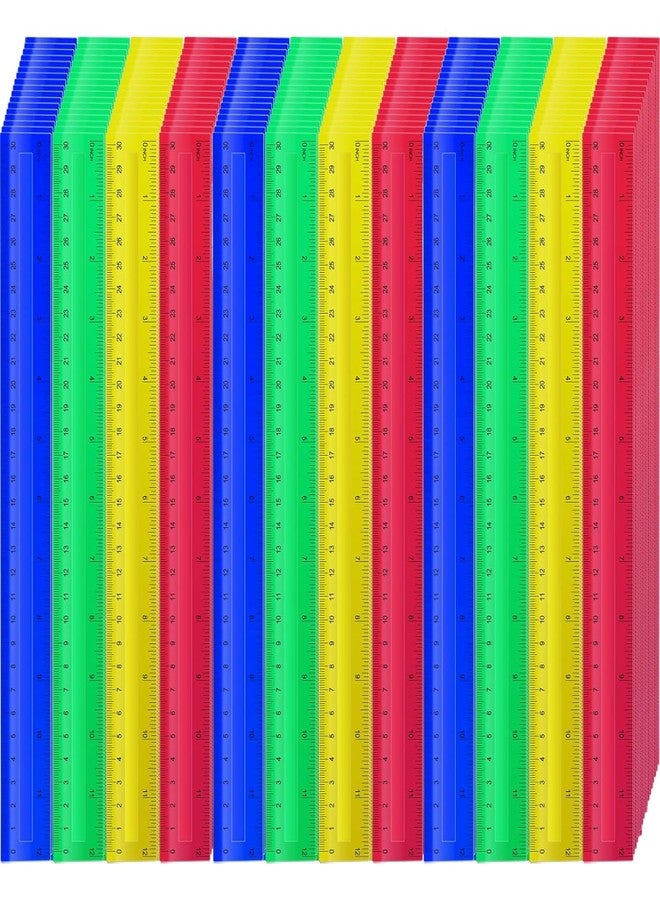 Dcocdeely 240 Pcs 12 Inch Plastic Rulers Bulk Kid Ruler for School Back to School Supplies, Flexible Assorted Color Ruler with Centimeters and Inches for Students School Education (240) - Image 1