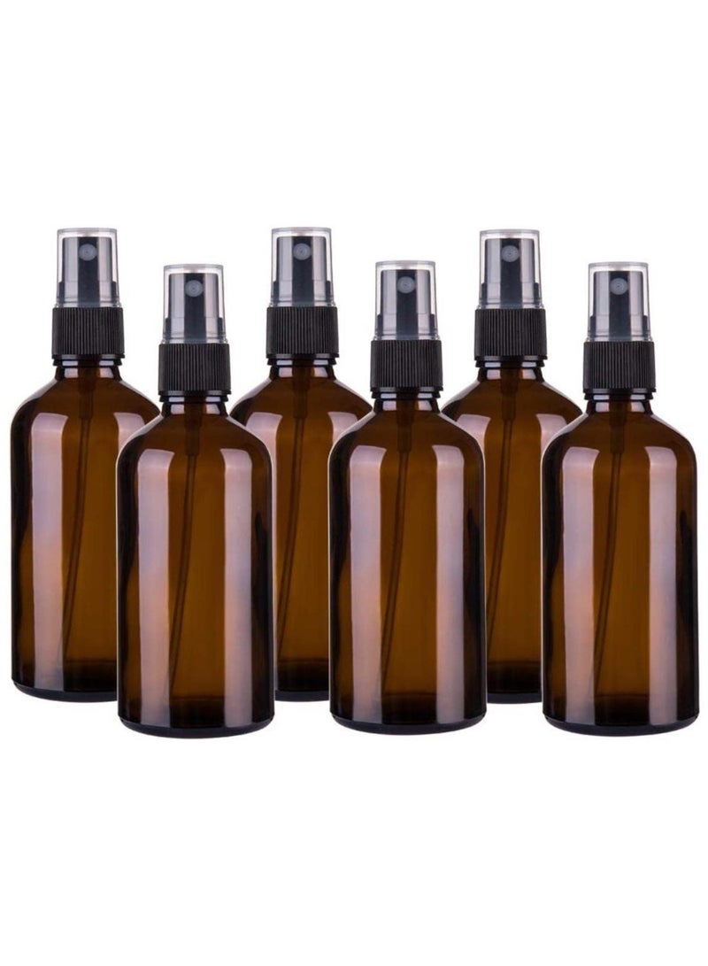 FUFU 6Pcs 50ml Glass Spray Bottles for Oil, Hair, Plants Water Empty Fine Mist and Refillable Mini Travel Size Bottle for Cleaning Solutions, Essential Oil Sprayer and Nozzle - Image 1