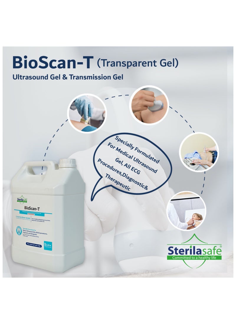 Sterilasafe Sterilasafe BioScan-T Professional ECG Medical Ultrasound Transmission gel, Transparent Gel,for Beauty Application, Gel for Therapeutic Medical,5 Litre with 250 ml Free Refill Bottle  - Image 4
