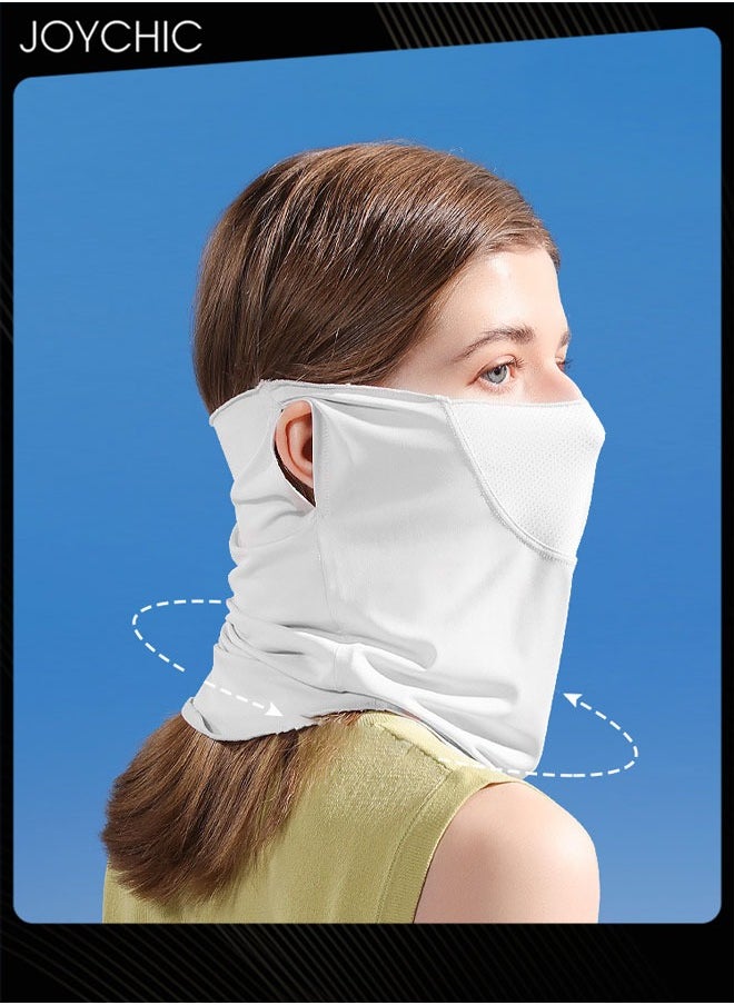 Joychic - Ice Silk Sunscreen Mask Women Summer Anti-ultraviolet Quick-drying Neck Cover Sun Protection Over-ear Facemask Grey for Outdoor Camping Hiking - Image 1