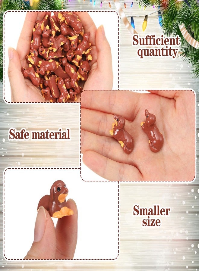 Leinuosen 50pcs Mini Dachshund Figurines Christmas Dollhouse Ornaments Little Puppy Figures Tiny Resin Dachshunds Miniature Model Bulk Micro DIY Crafts for Garden Potted Plant Party Gift(Brown) - Image 4
