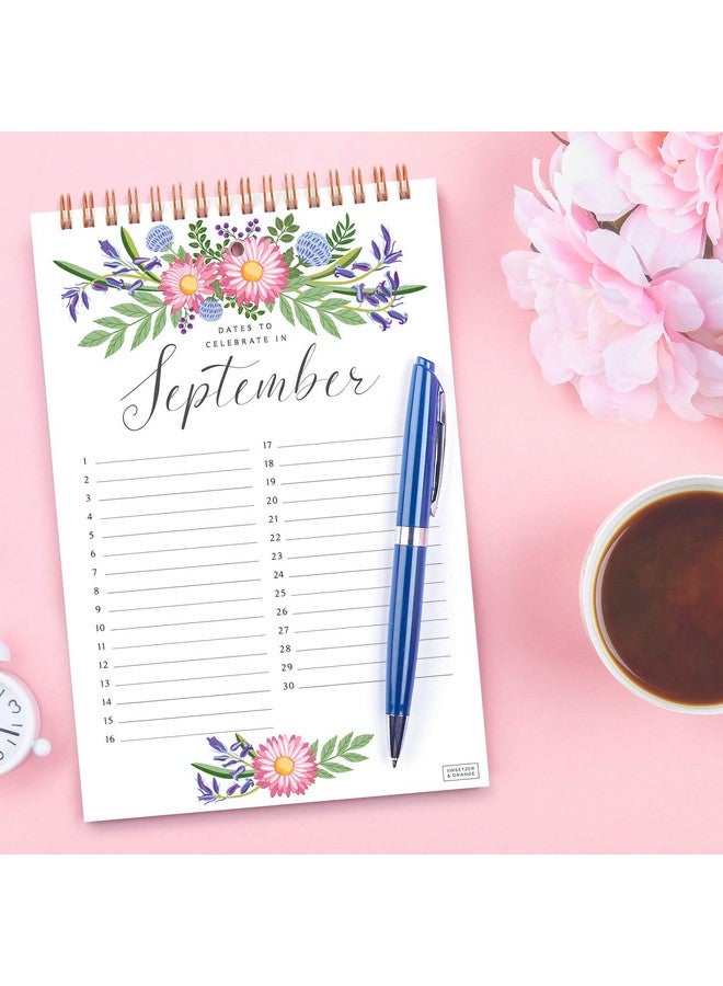 Sweetzer & Orange Perpetual Calendar. 12 Month Office Or Family Wall Calendar. 6X9” Floral Flip Calendar Design. Perpetual Birthday Calendar Wall Hanging, Anniversary Calendar And Monthly Planner  - Image 4