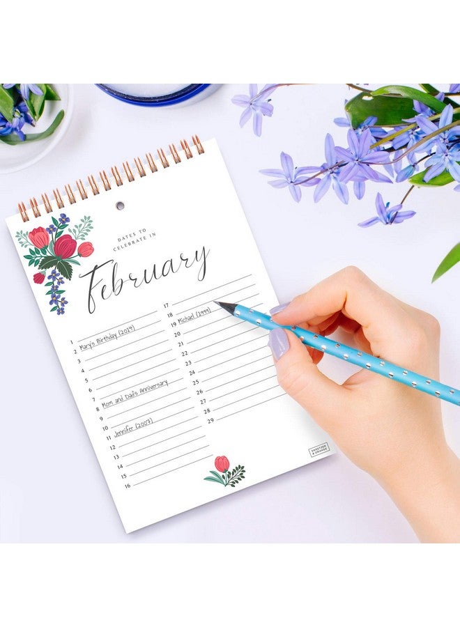 Sweetzer & Orange Perpetual Calendar. 12 Month Office Or Family Wall Calendar. 6X9” Floral Flip Calendar Design. Perpetual Birthday Calendar Wall Hanging, Anniversary Calendar And Monthly Planner  - Image 3