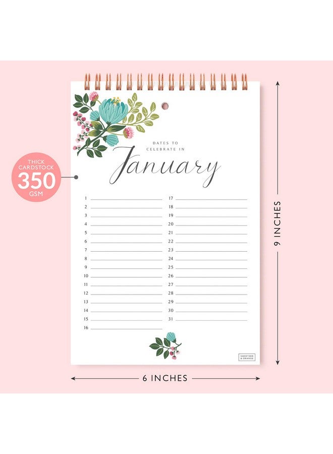 Sweetzer & Orange Perpetual Calendar. 12 Month Office Or Family Wall Calendar. 6X9” Floral Flip Calendar Design. Perpetual Birthday Calendar Wall Hanging, Anniversary Calendar And Monthly Planner  - Image 2