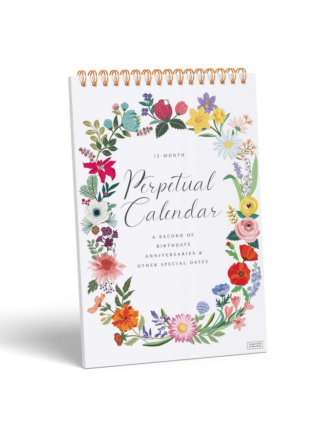 Sweetzer & Orange Perpetual Calendar. 12 Month Office Or Family Wall Calendar. 6X9” Floral Flip Calendar Design. Perpetual Birthday Calendar Wall Hanging, Anniversary Calendar And Monthly Planner  - Image 1
