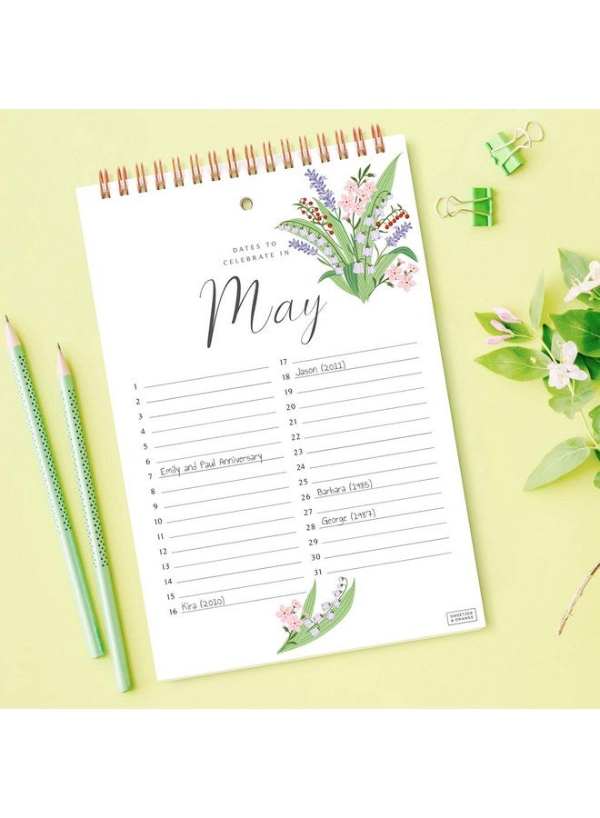 Sweetzer & Orange Perpetual Calendar. 12 Month Office Or Family Wall Calendar. 6X9” Floral Flip Calendar Design. Perpetual Birthday Calendar Wall Hanging, Anniversary Calendar And Monthly Planner  - Image 5