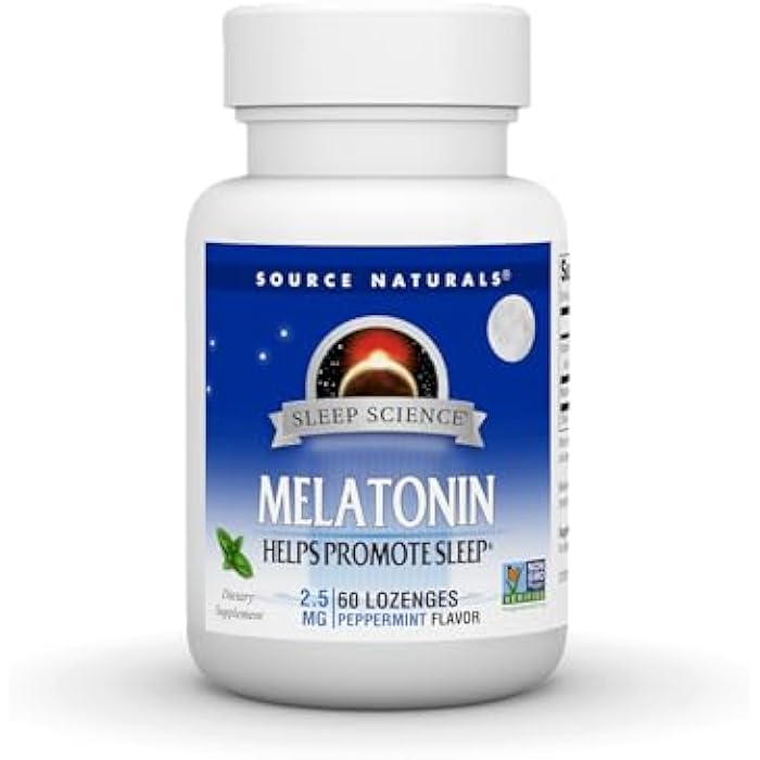 Source Naturals Melatonin, Helps Promote Sleep* 2.5 mg - 60 Peppermint Flavored Lozenges - Image 1