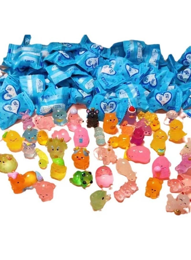 rocooart 50 Resin Mini Blind Bag Dolls, various Cute 3D Cartoon animal toys, Luminous, Glowing Small animal Surprise Blind Boxes - Image 4