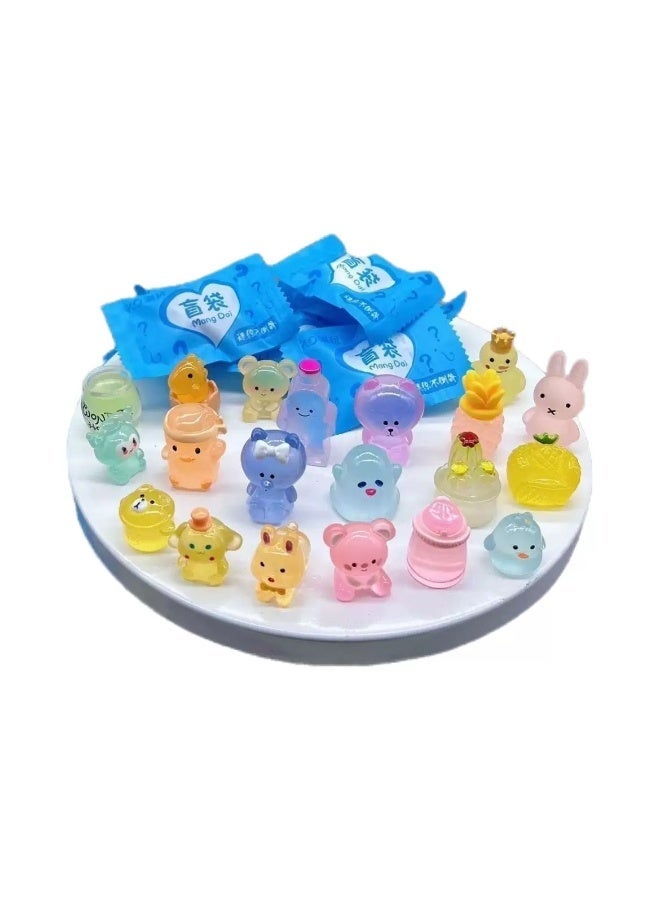 rocooart 50 Resin Mini Blind Bag Dolls, various Cute 3D Cartoon animal toys, Luminous, Glowing Small animal Surprise Blind Boxes - Image 3