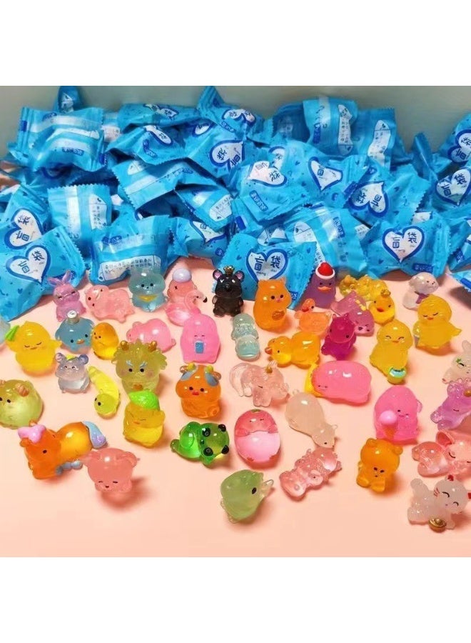 rocooart 50 Resin Mini Blind Bag Dolls, various Cute 3D Cartoon animal toys, Luminous, Glowing Small animal Surprise Blind Boxes - Image 2