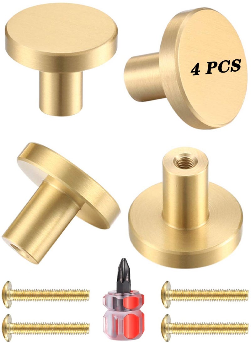 NajmStyle 4Pcs Round Cabinet Knobs - Gold Drawer Handles with Screws for Drawers, Wardrobe Cabinets - Image 1
