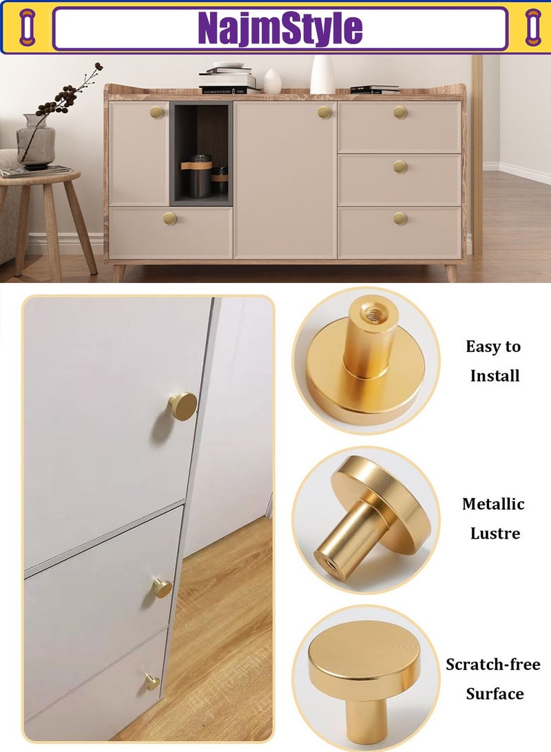 NajmStyle 4Pcs Round Cabinet Knobs - Gold Drawer Handles with Screws for Drawers, Wardrobe Cabinets - Image 4