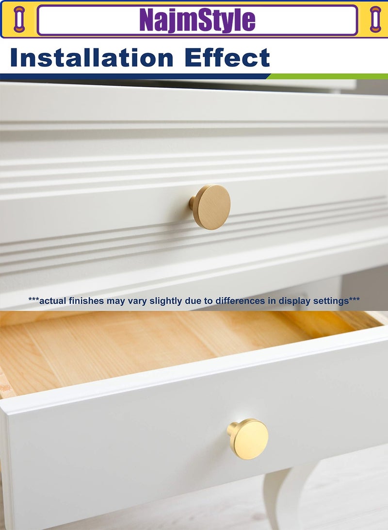 NajmStyle 4Pcs Round Cabinet Knobs - Gold Drawer Handles with Screws for Drawers, Wardrobe Cabinets - Image 5