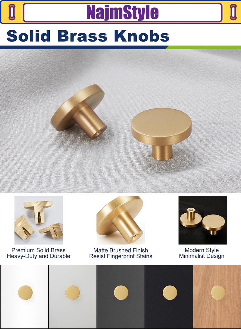 NajmStyle 4Pcs Round Cabinet Knobs - Gold Drawer Handles with Screws for Drawers, Wardrobe Cabinets - Image 2
