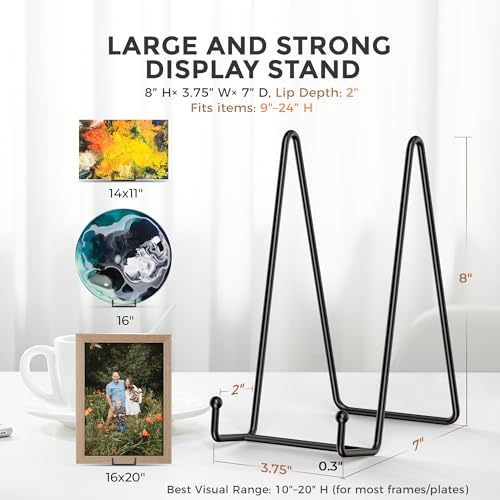 TRLife TR-LIFE Plate Stands/Holder for Display, 8 Inch, Large, Metal Frame for Picture, Decorative Platter, Book, Photo Easel (2 Pack) - Image 2