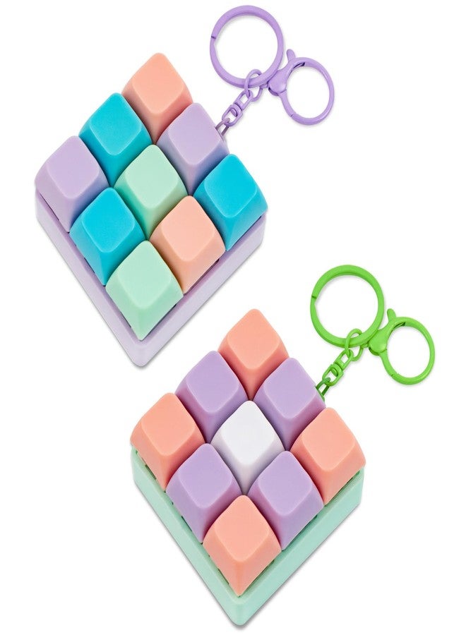 GTILE 2 PCS Colorful Keyboard Fidget, Mechanical Button Keyboard Clicker Keychain, Macaron Stress Relief Gifts for Relieve Stress and Pass Time (Multicolored) - Image 1