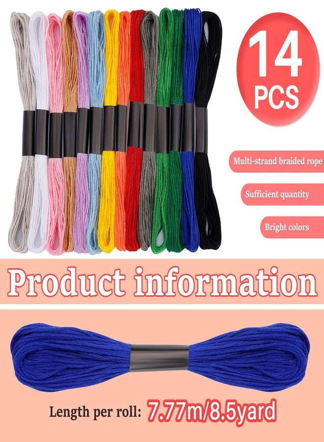 JUPEAN Embroidery Floss: Embroidery Thread 120 Yards Friendship Bracelet String 14 Colors Cross Stitch Cotton Yarn for DIY Bracelet Making - Image 2