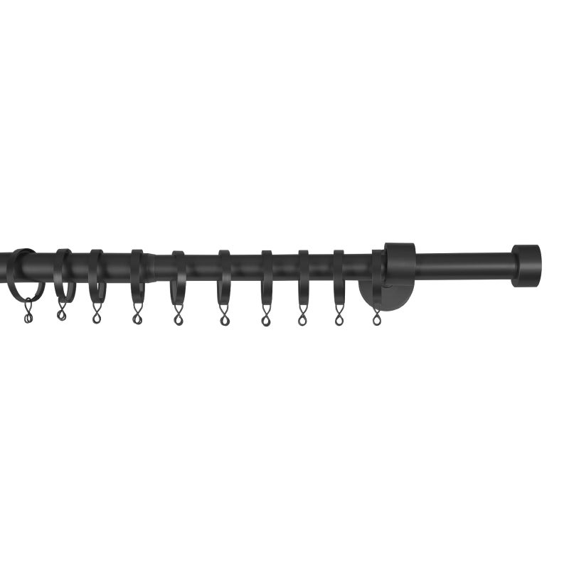 TWOPAGES Adjustable Curtain Rod, Heavy Duty Curtain Rod Set with Brackets and Rings, 1 Inch Diameter Wall Mounted Drapery Rod 28 to 140 Inch Length, Black - Image 3
