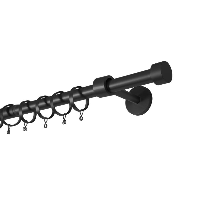 TWOPAGES Adjustable Curtain Rod, Heavy Duty Curtain Rod Set with Brackets and Rings, 1 Inch Diameter Wall Mounted Drapery Rod 28 to 140 Inch Length, Black - Image 1